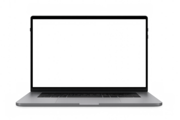 Modern laptop with transparent screen isolated on checkered background, perfect for showcasing your design or presentation