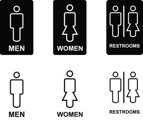 Gender Restroom icons Set. Male, female toilet symbol, washroom signs, WC toilet, Hand wash signs isolated on transparent Background. vector illustration 
