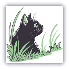Cute black cats in a modern template for funny stories. Gentle backgrounds with cartoon characters for social networks, stories with contrasting color combinations. Set.