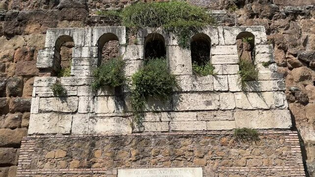 Ancient gate in Rome&rsquo;s Aurelian Walls. Historic stone archway serving as an entrance to the city&rsquo;s defensive walls, showcasing Roman military architecture.

