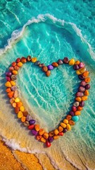 Naklejka premium Colorful Stones Heart on Beach