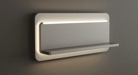 Fototapeta premium Illuminated Modern Shelf Mounted on Wall in Studio Setting Presentation