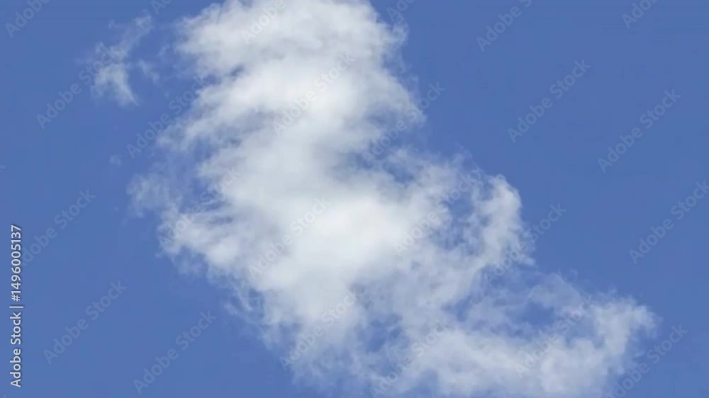 Poster azure dreams: a captivating image of a solitary, puffy cumulus cloud gracefully drifting across an e