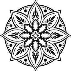 Ornate Black and White Mandala Design Element