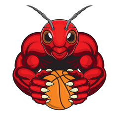 basketball ant mascot vector illustration design