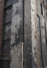 Distressed metal & peeling paint on urban building  , design, iron, peeling