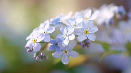 Delicate blue flowers blooming in springtime
