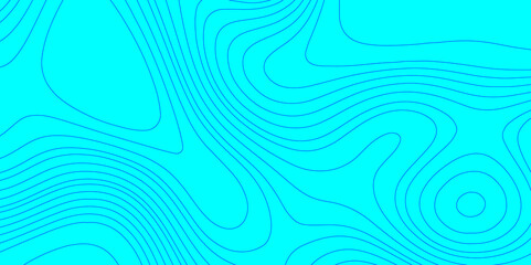 Color monochrome topography map seamless ornament design blue and cyan contours topography stylized lines map, landscape geodesy topography map wave paper curved mountain reliefs abstract background.