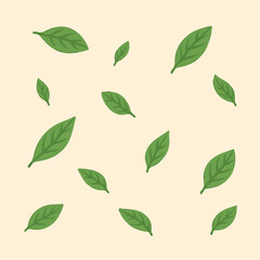 Green Leaves Pattern – Hand-Drawn Botanical Seamless Background on Transparent