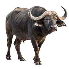 Naklejka premium Buffalo standing alone isolated on transparent background
