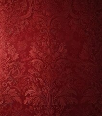 Deep crimson damask wallpaper, intricate detailing , regal, brocade