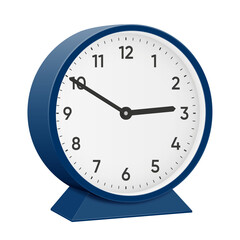 It is fifty minutes past two, 50 past 2, 02 50, 14 50, 2 50 am, 2 50 pm, 10 minutes to 3 oclock. Realistic 3d illustration dark blue table clock png transparent