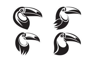 Toucan Bird Head Silhouette Vector Set