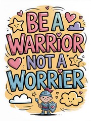 Empowering self esteem cartoon drawing with inspirational message for kids poster