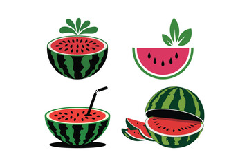 Watermelon Fruit Icon Set