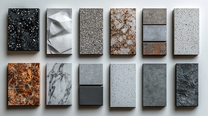 Sample tiles in various colors and patterns