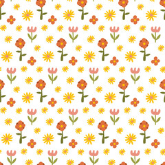 Simple floral seamless pattern. Floral background. Simple flowers.