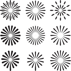 Silhouette Icons of Firework Explosions Bursts and Spark Trails

