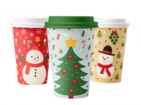 Festive christmas coffee isolated on transparent background