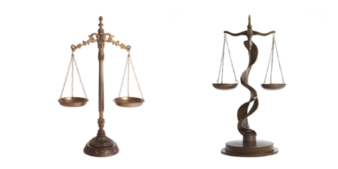 Isolated Vintage Brass Weighing Scales on Transparent Background