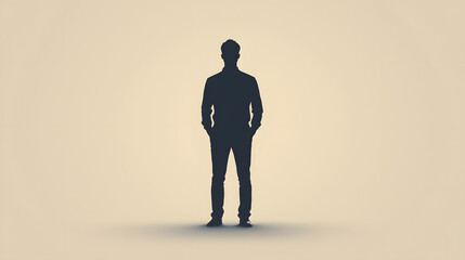 Obraz premium Silhouette of a man: A striking silhouette of a man with hands in pockets, projecting confidence and introspection.
