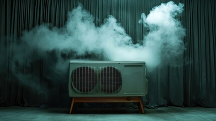 Broken air conditioner dripping water in a hot office