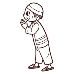 Obraz premium Illustration of a doodle cartoon religion a muslim boy. Adobe Illustrator Artwork