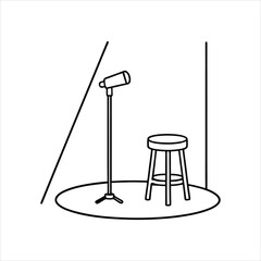 Microphone and Stool on Stage Vector art