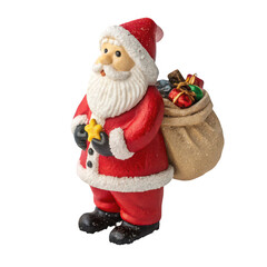 Santa with gifts and star isolated on transparent background