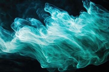 Abstract teal and white smoke swirls on a transparent background, creating a flowing, ethereal effect.