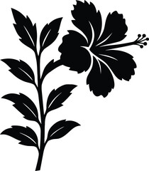 Elegant hibiscus flower silhouette for print, Black hibiscus floral design illustration