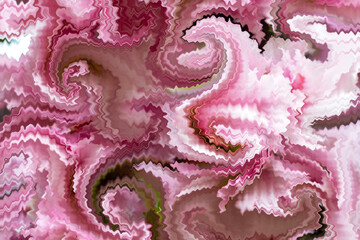Abstract swirling patterns in pink and white creating a vivid textured effect