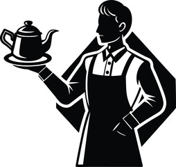 Barista Serving Coffee Silhouette