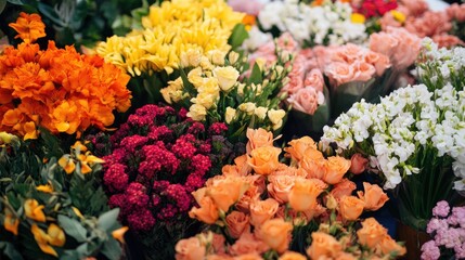 Fototapeta premium A variety of flowers on different occasions for celebrations.