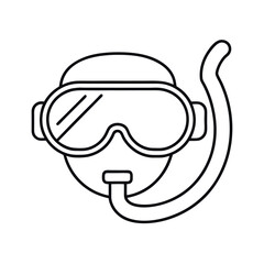Underwater Snorkel Outline Minimal Vector
