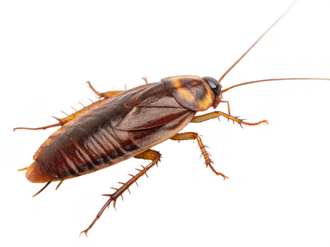 A cockroach close up view isolated on transparent background