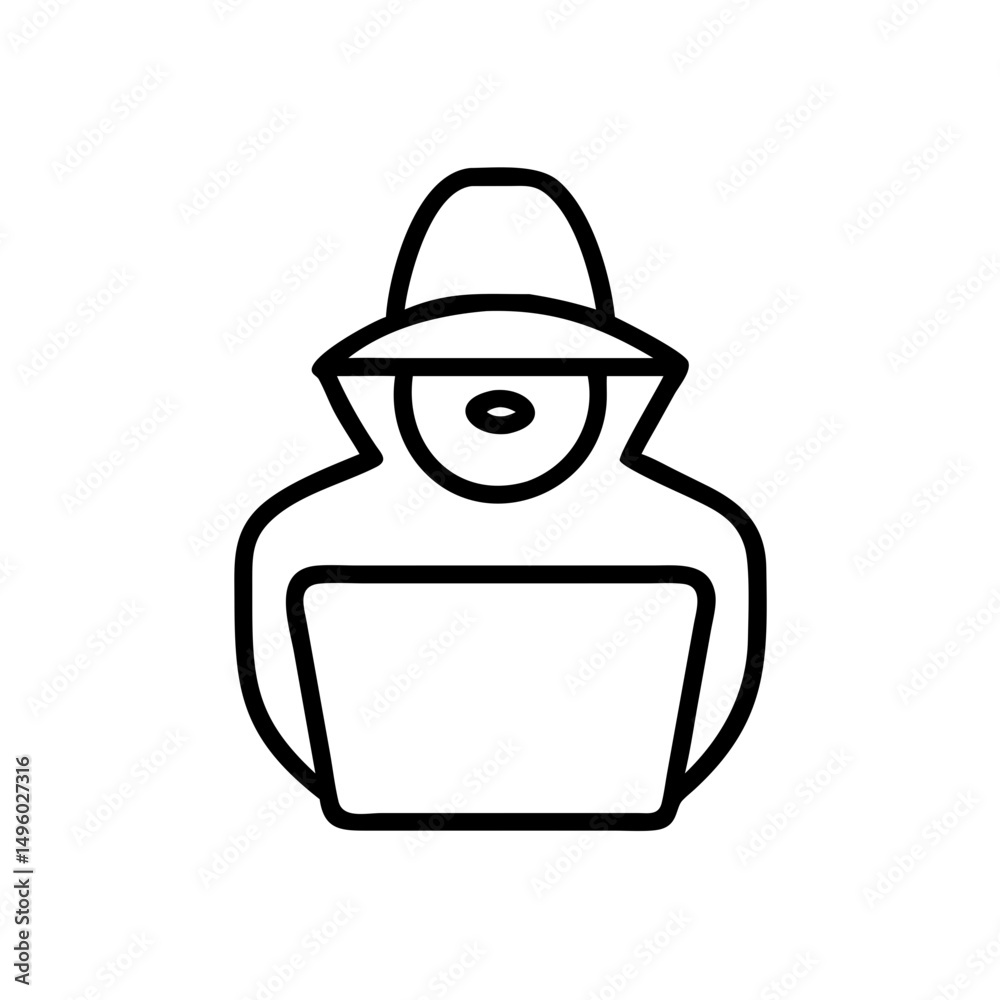 Poster outline graphic depicting a figure in a cloak and hat with a blank space in front of them to add tex