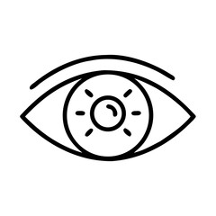 A simple graphic showing a single eye with an eyebrow above it and a shining pupil detail design