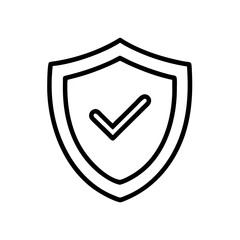 Outlined shield containing a check mark inside it representing security and validation symbol 100