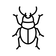 Simple line drawing of a beetle with prominent antennae and segmented body on a white background image
