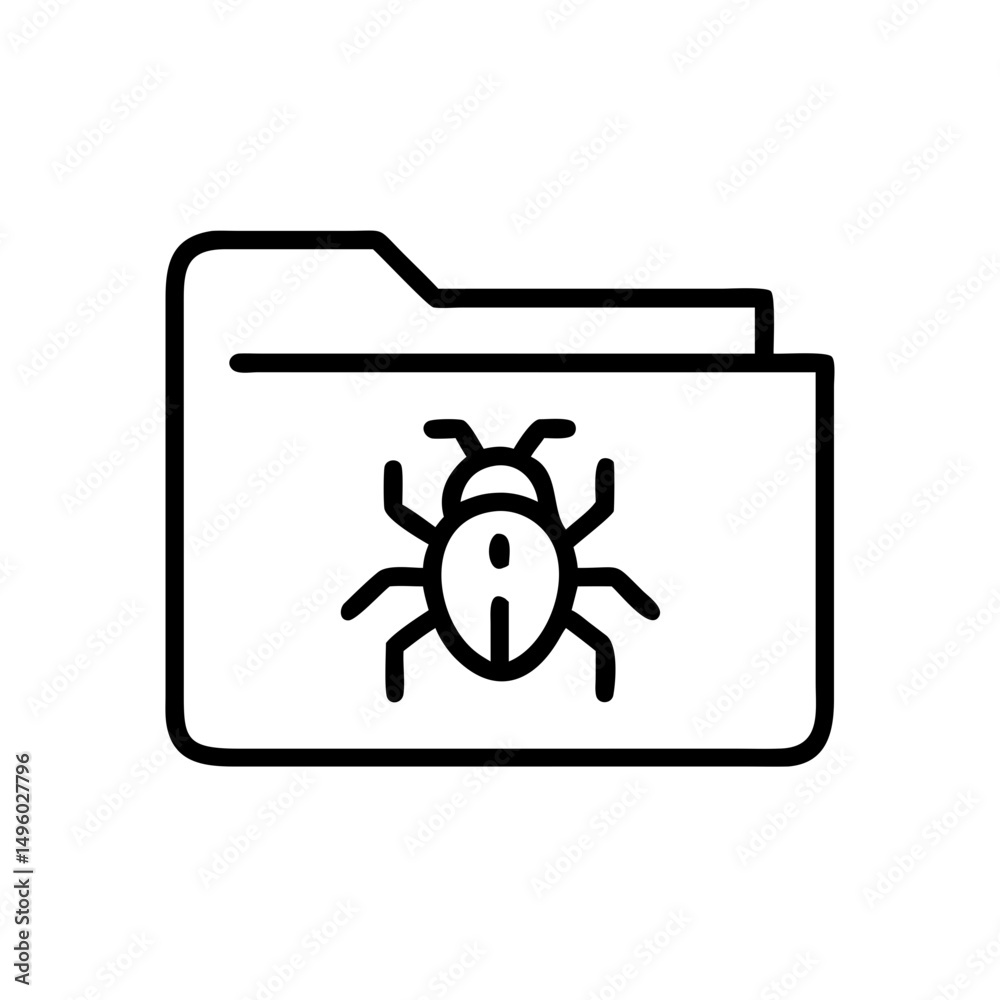 Poster A folder icon with a bug inside representing a system error or a malware issue on the computer system