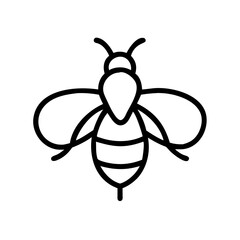 A graphic depiction of a honeybee with bold outlines and distinct features is presented here nicely
