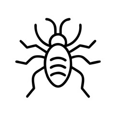 Simple graphic showing a beetle with six legs and antennae on a white background design element