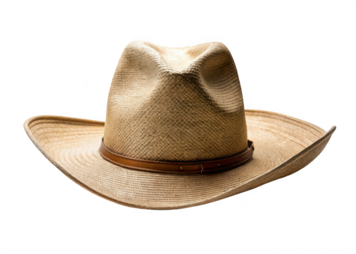 A straw cowboy hat here isolated on transparent background