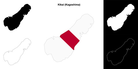 Kikai (Kagoshima) outline map set