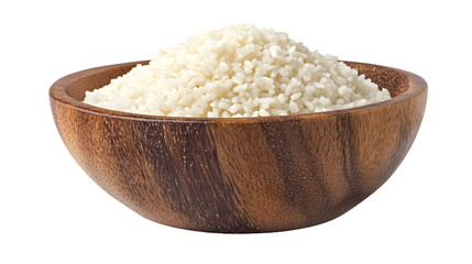 Wooden Bowl Full of Uncooked White Rice