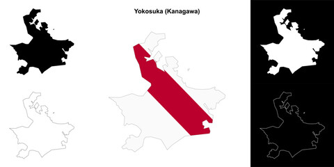 Yokosuka (Kanagawa) outline map set