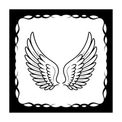 Black and white eagle wings vector with tribal and angelic design elements