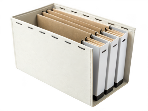 Files in a storage box isolated on transparent background