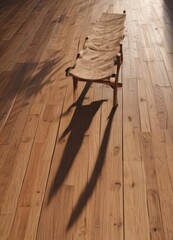 Long chair shadow stretching across planks  Clean lines, hardwood floor , design, lines, hardwood floor